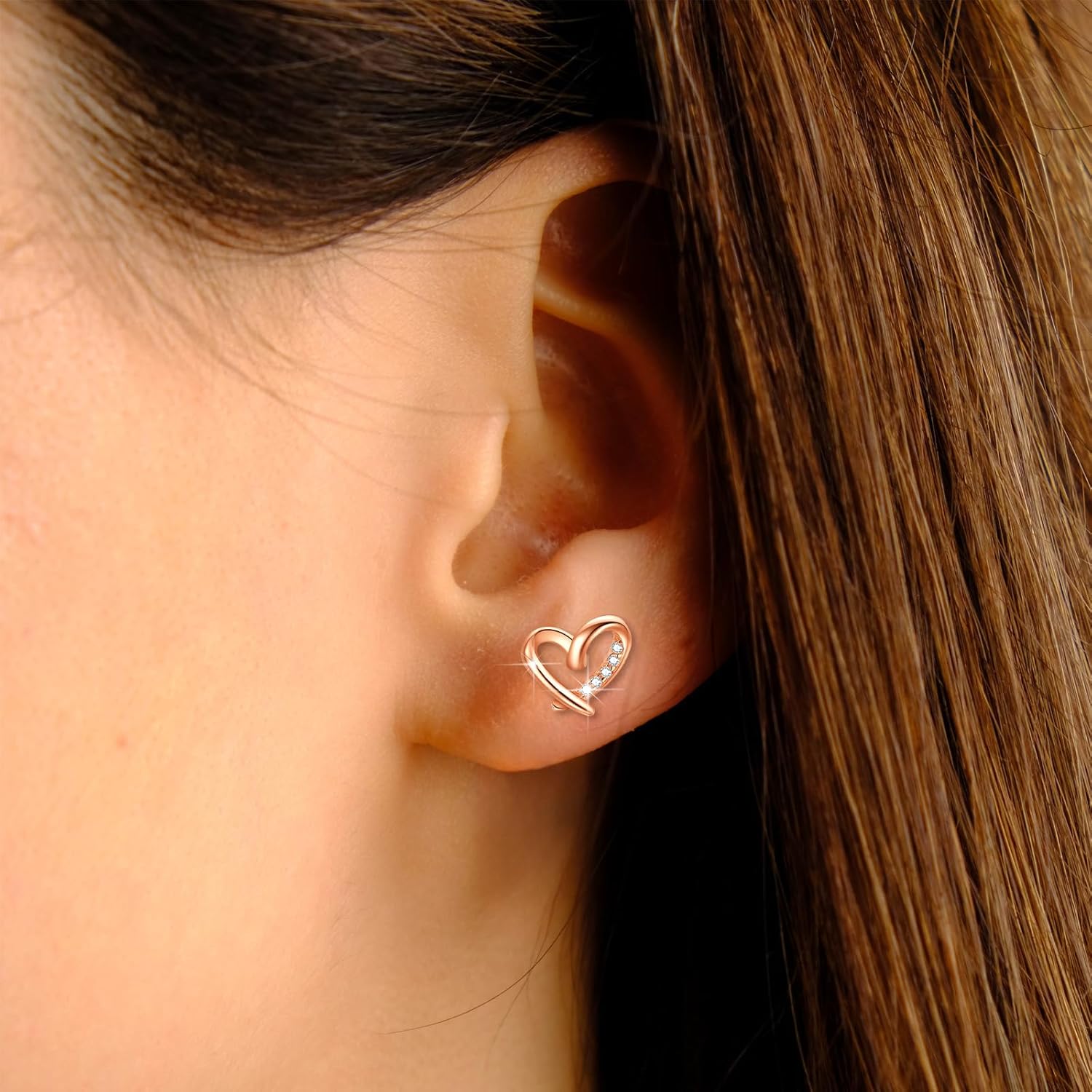 925 Sterling Silver Heart Earrings,Hypoallergenic Silver Stud Earrings for Women,Love Heart Studs Earrings Gift for Women - Image 7