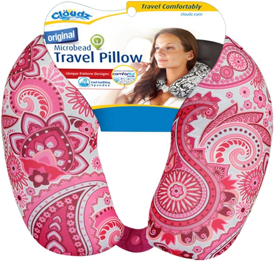 Cloudz Patterned Microbead Airplane Travel Neck Pillow. Customize Your Comfort and Support While Traveling on a Plane, Car, Bus or Train! - Blue Print
