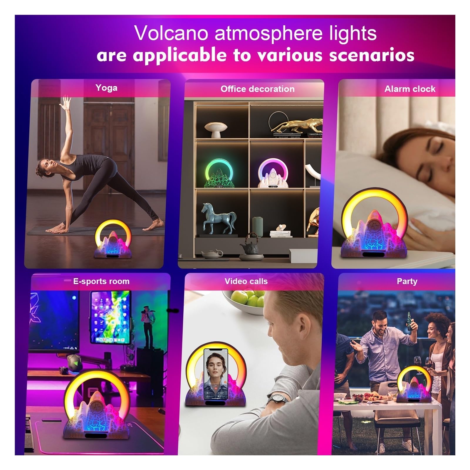 Reloj despertador Sunrise con carga inalámbrica, lámpara de noche táctil, altavoz Bluetooth portátil, control de aplicación, luz nocturna y función de alarma