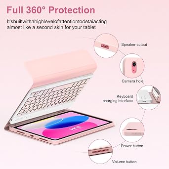 MMK for iPad 11th 10th Generation Case with Keyboard (2022, 10.9), Wireless Detachable Keyboard, with Pencil Holder for iPad 11 inch (A16 2025), 10th Gen (10.9 Inch 2022) Pink