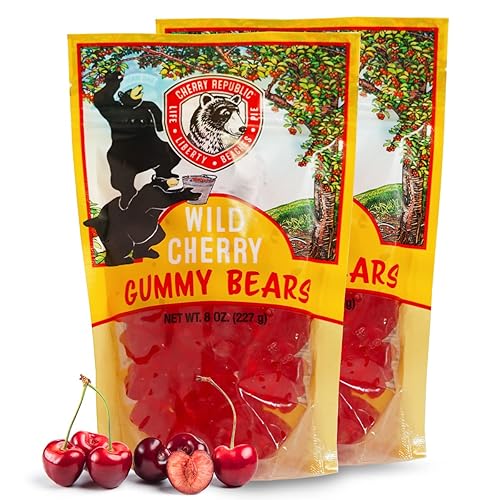 Cherry Republic Candy - Snack resellable dulce (8 onzas (paquete de 2), osos de goma de cereza silvestre