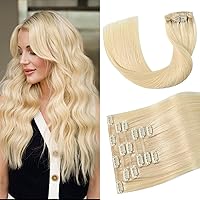 Vista 25 de Aison Extensiones de cabello con clip balayage de cabello humano real, extensiones de cabello ombre 100% de cabello humano para mujer, 12 pulgadas