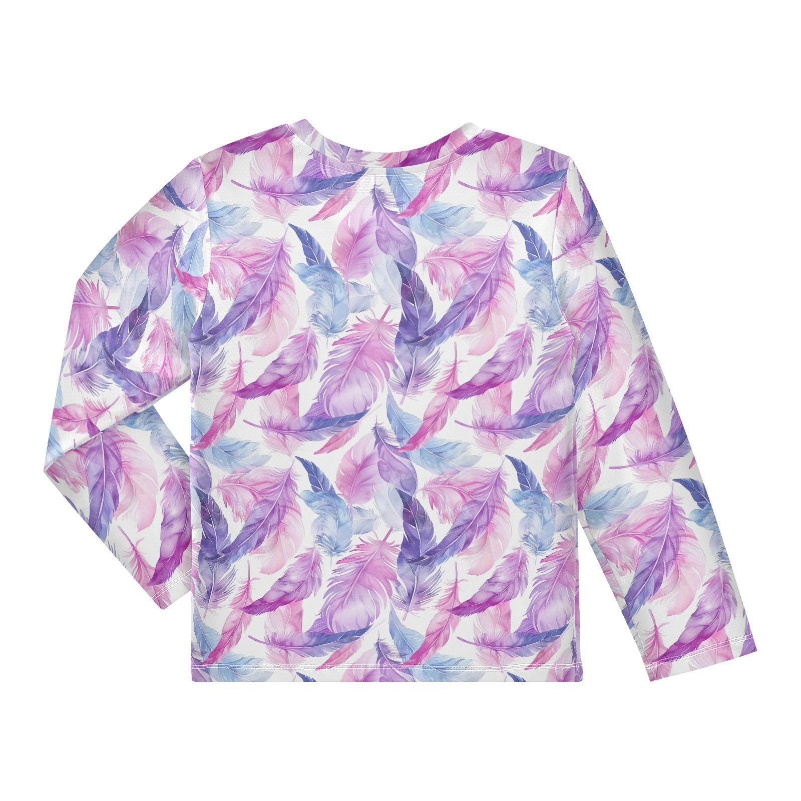 Colorful Feather Pattern Boys Rash Guard Swim Shirts Long Sleeve UPF 50+ Quick Dry Sun Protection Shirt Swimsuit Surf Tops for Toddler Kid Girl Fishing Swimming Outdoor 3T