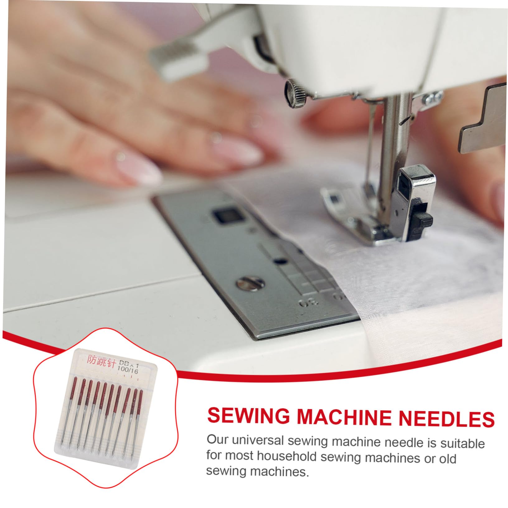 FONDOTIN Agujas para Máquinas de Coser Multiusos 50 Piezas Accesorios de Costura Metálicas Antisaltos Duraderas para Proyectos de Costura y Manualidades Hogar