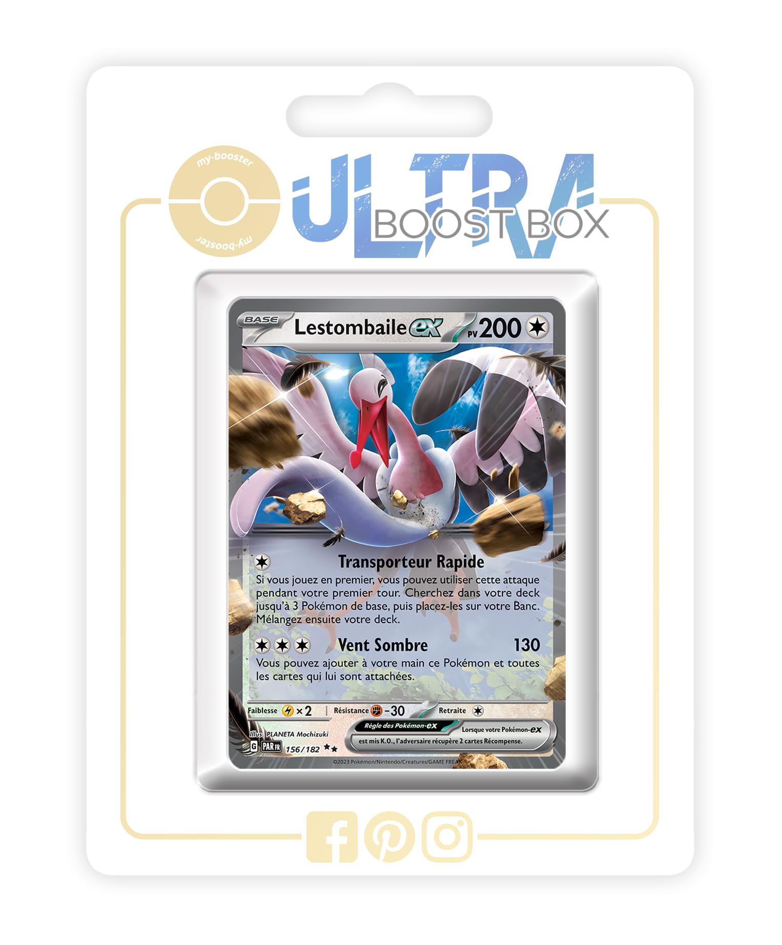 Lestombaile ex (Bombirdier ex) 156/182 Alternative Shiny Pokémon Gallery - my-booster X Écarlate et Violet 4 - Faille Paradoxe Box of 10 Pokemon French Cards