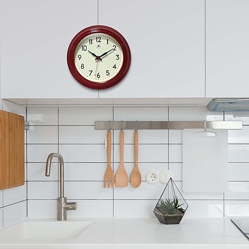 Miniatura 4 de Infinity Instruments Reloj de pared silencioso rojo retro de 8"