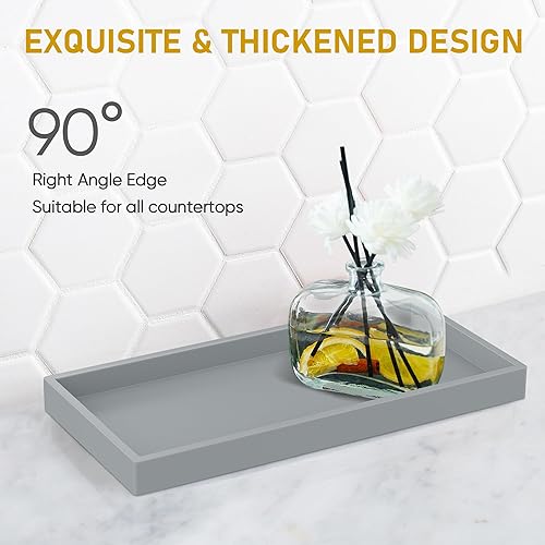 Miniatura 4 de EG-SIPRO - Bandeja para encimera de baño, bandeja de tocador de baño de silicona gruesa de alto grado, bandeja rectangular resistente e inastillable