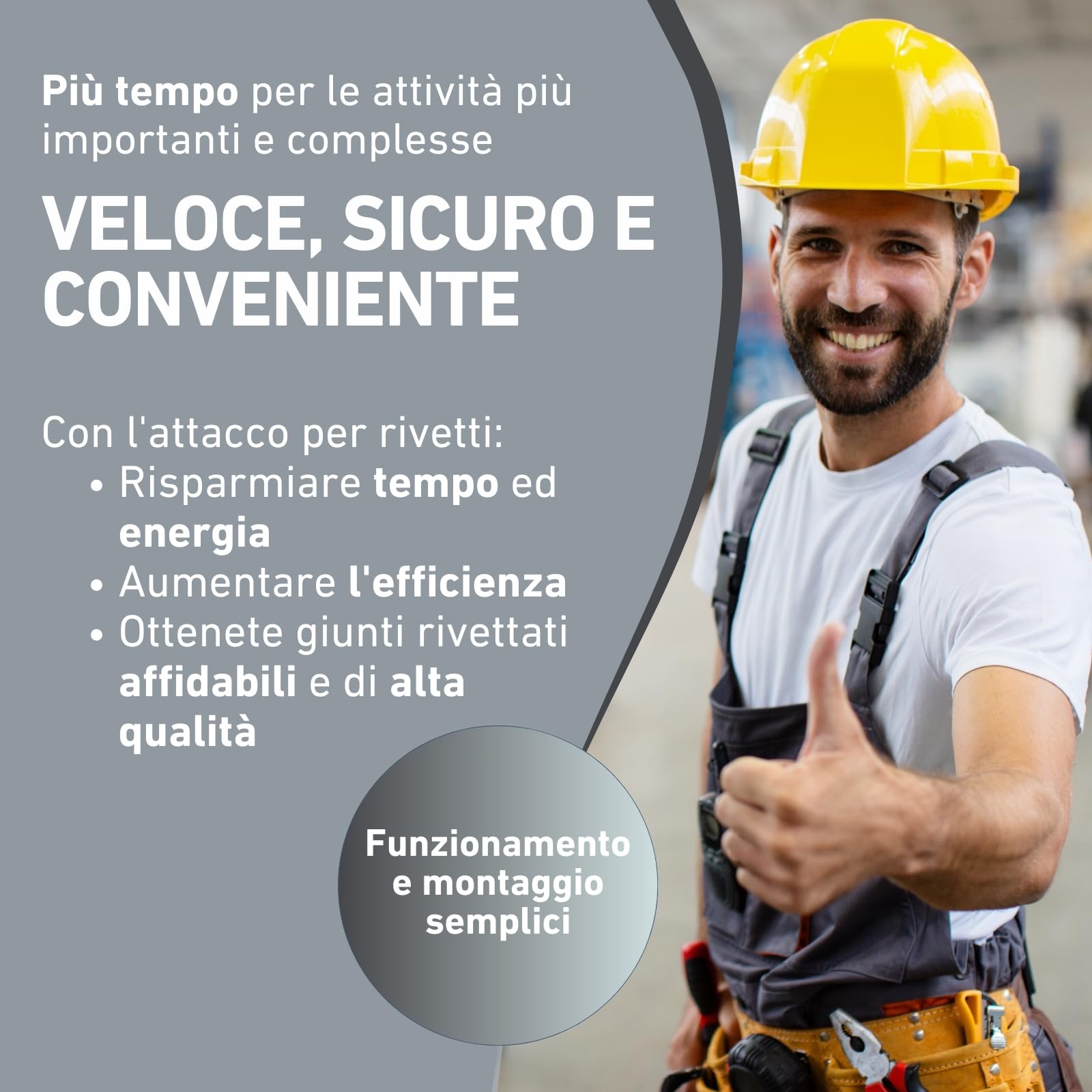 Accessorio per dado rivetto per avvitatrice a batteria e trapano I Rivettatrice per dadi in alluminio, acciaio e acciaio inox I Per rivetti ciechi con inserti M3-M12 I Adattatore