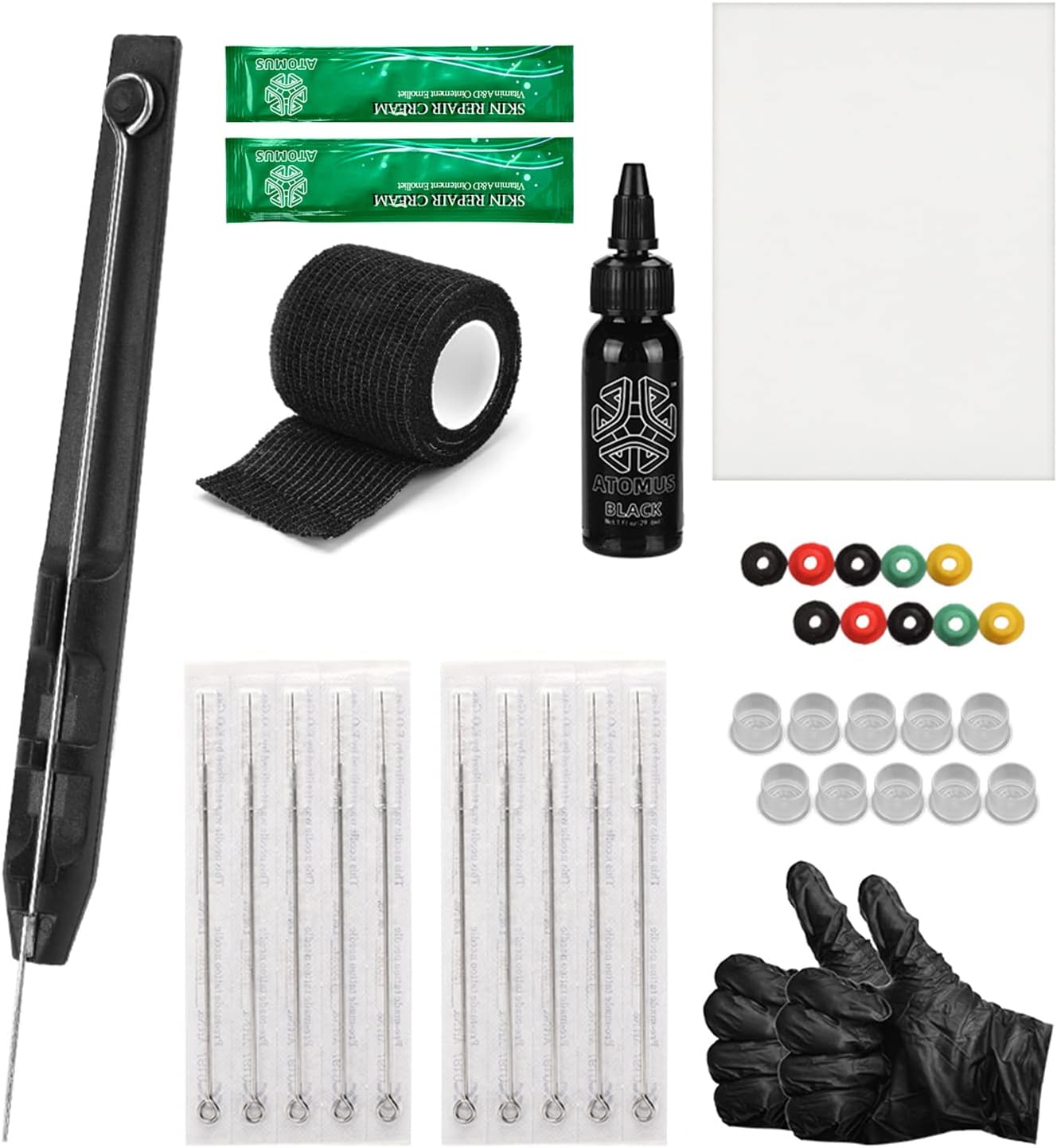 Eryue Hand Sti Tattoo Kit DIY Tattoo ply Ink Gloves Ink Box Tattoo Needles Set Practice Skin Tattoo Repair Cream 10pcs Needle