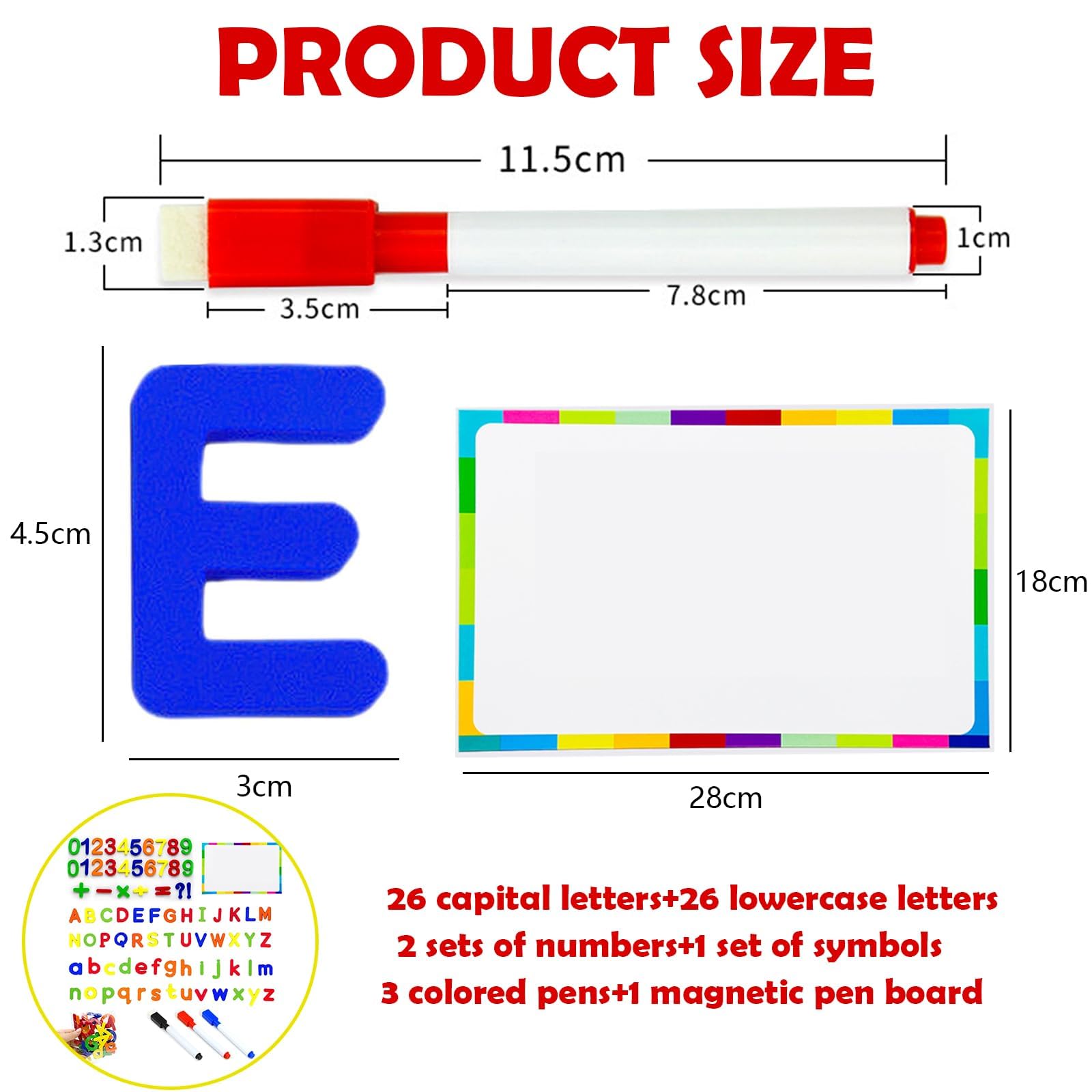 83-Piece Educational Set for Kids, Magnetic Letters, Fridge Magnets for Toddlers, Alphabet Magnets and Numbers for Children, Includes Magnetic Board and Markers, Perfect for Spelling - Image 2
