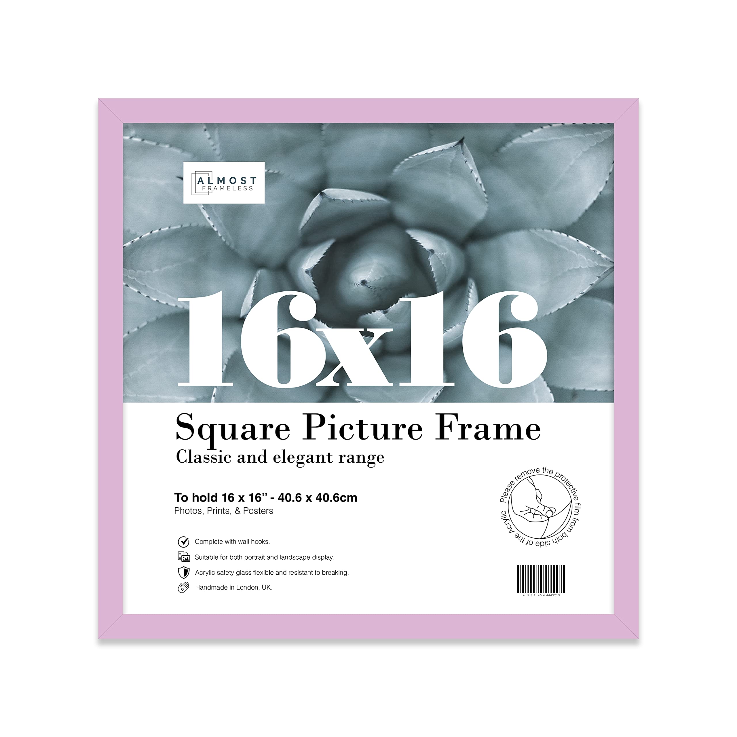 16x16 Inch Lilac Square Thin Photo Frame Wall Mountable Thin Picture Frame Standard Square Photograph Size, 16" X 16"(40.6 X 40.6cm)