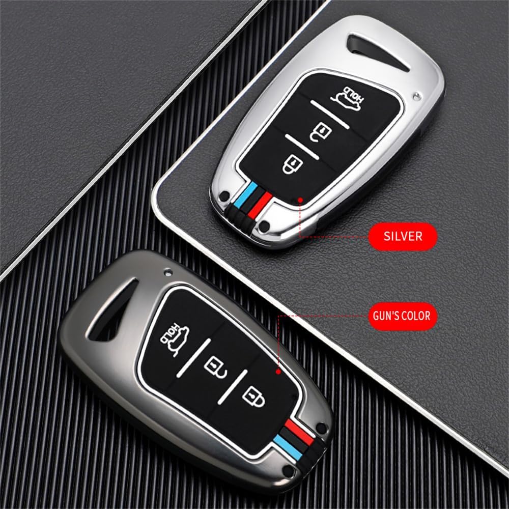 Zinc Alloy Key Fob Case Cover Fit for HYUNDAI AZERA EQUUS GENESIS SANTA FE SPORT 4 Button Keyless Entry Remote