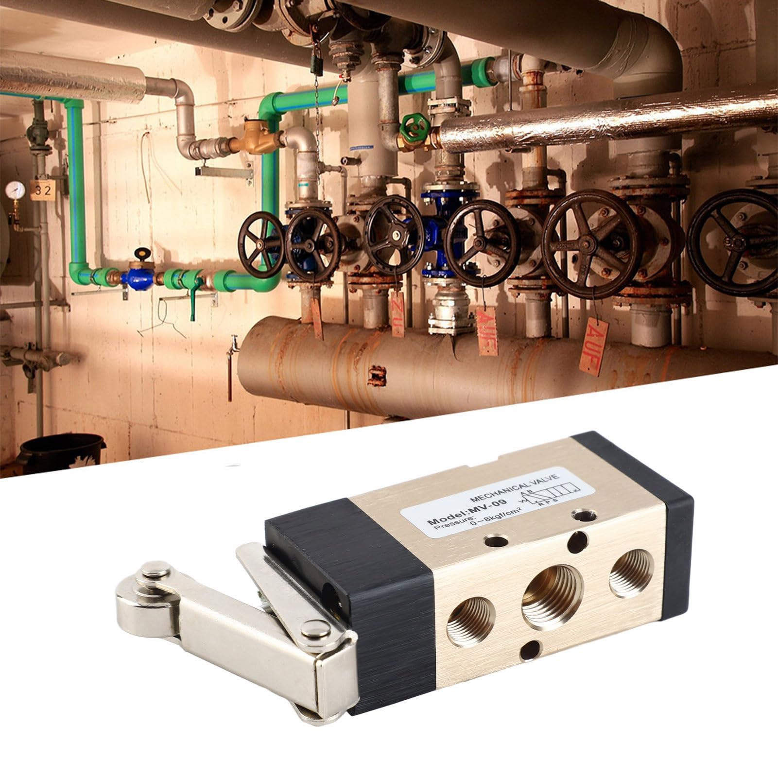 MV-09 Pneumatisches Umkehrventil, 2 Positionen, 5-Wege-Rollenhebel, Mechanisches Ventil, 1/4 Zoll PT