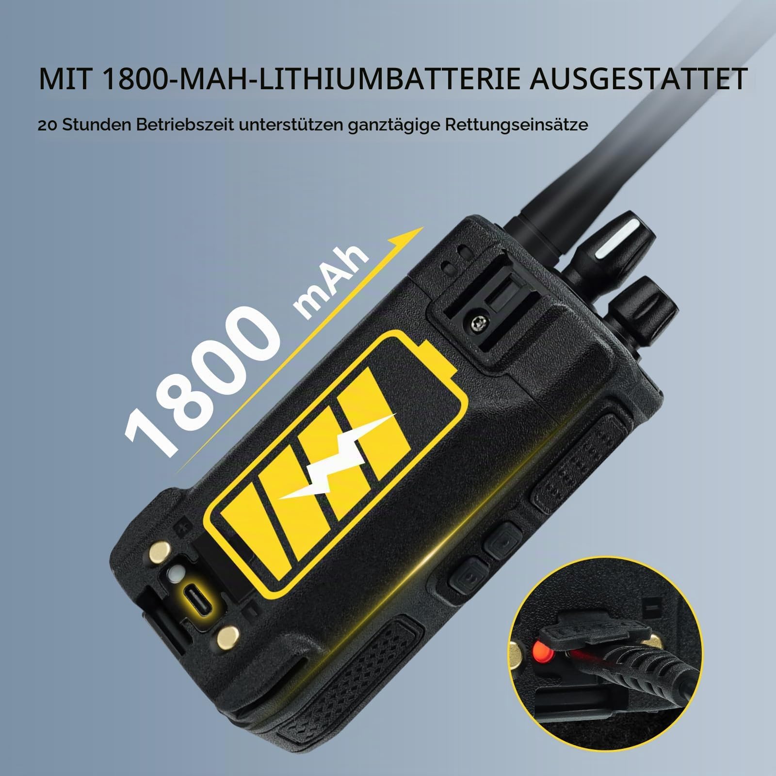 Retevis C1 Dual Band Amaeurfunkgerät mit Mikrofon, Walkie Talkie Long Range, Wasserdicht IP67, Rauschunterdrückung, Anrufalarm,1800 mAh, Portable Radio für Waldrettung (Schwarz, 2 Stück)