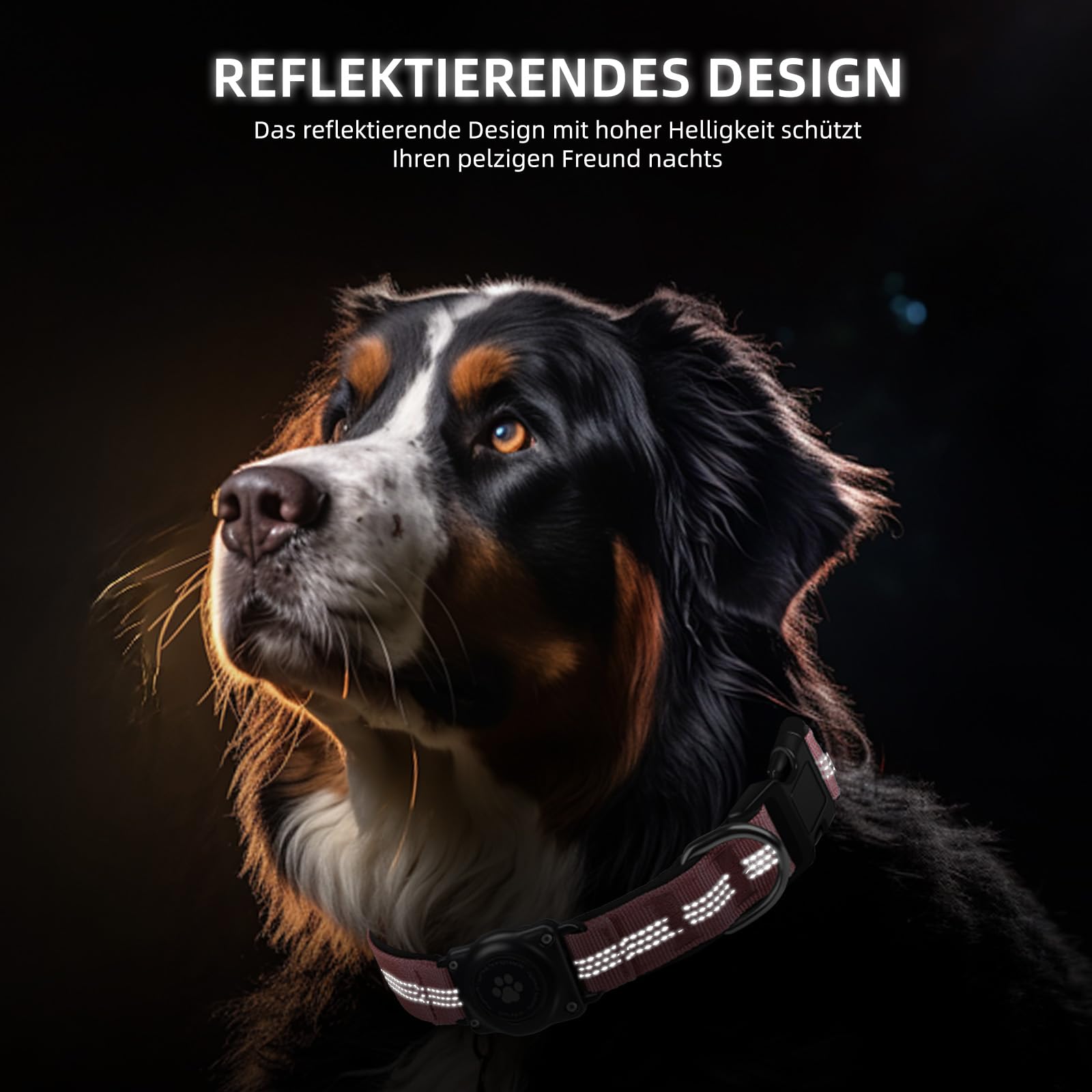 AirTag Hundehalsband, IP68 wasserdichte Integriertes Apple Air Tag Halter Hundehalsband mit AirTag Halter, Reflektierend, Besonders haltbar, Hundehalsbänder für mittlere große Hunde [Rosa,S]