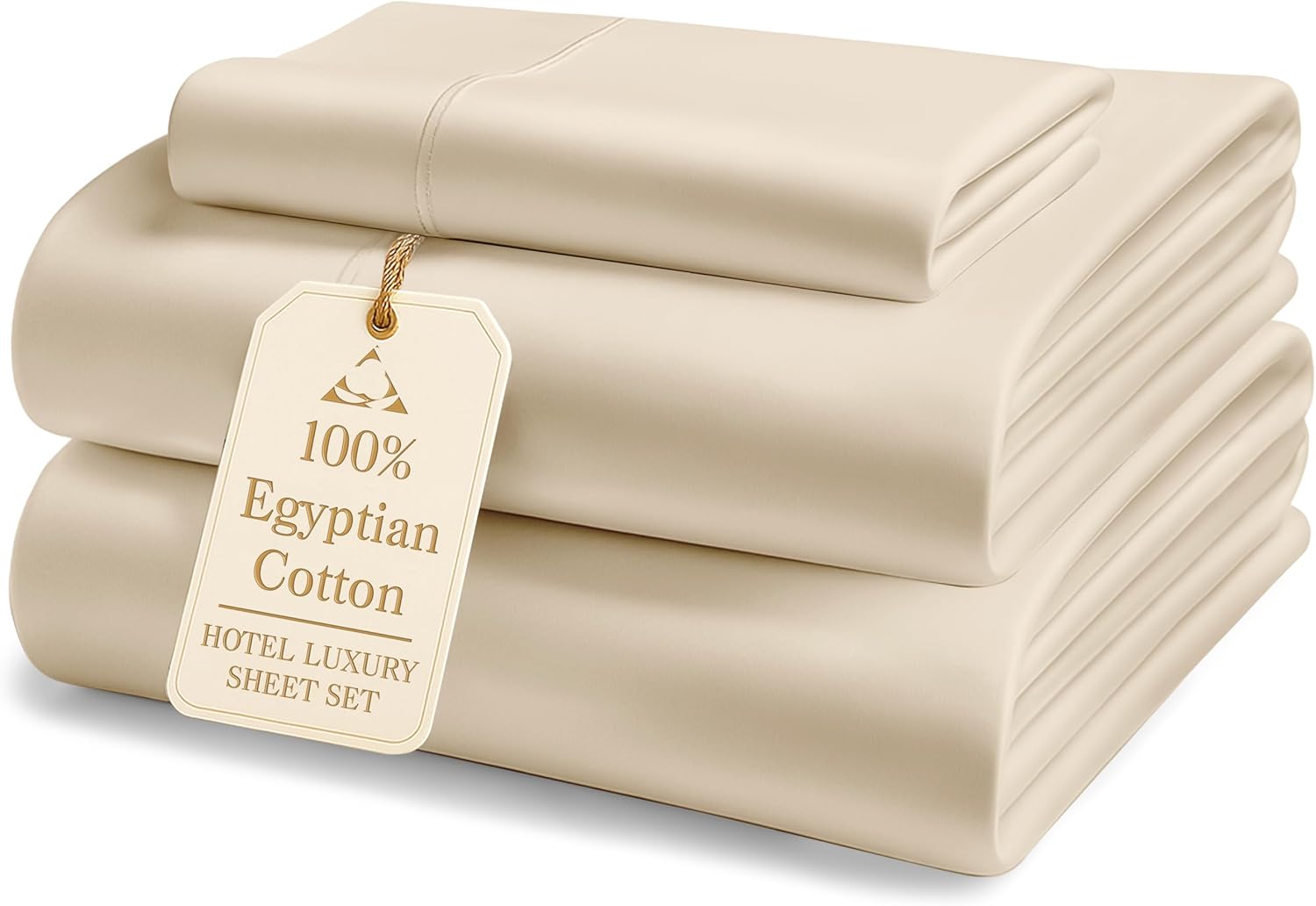 LANE LINEN 100% Egyptian Cotton Bed Sheets Twin XL, Long Staple Soft & Comfy Sateen Weave No Pill Fade Resistant Machine wash Extra Long Twin Sheets for Hospital Bed -Ivory