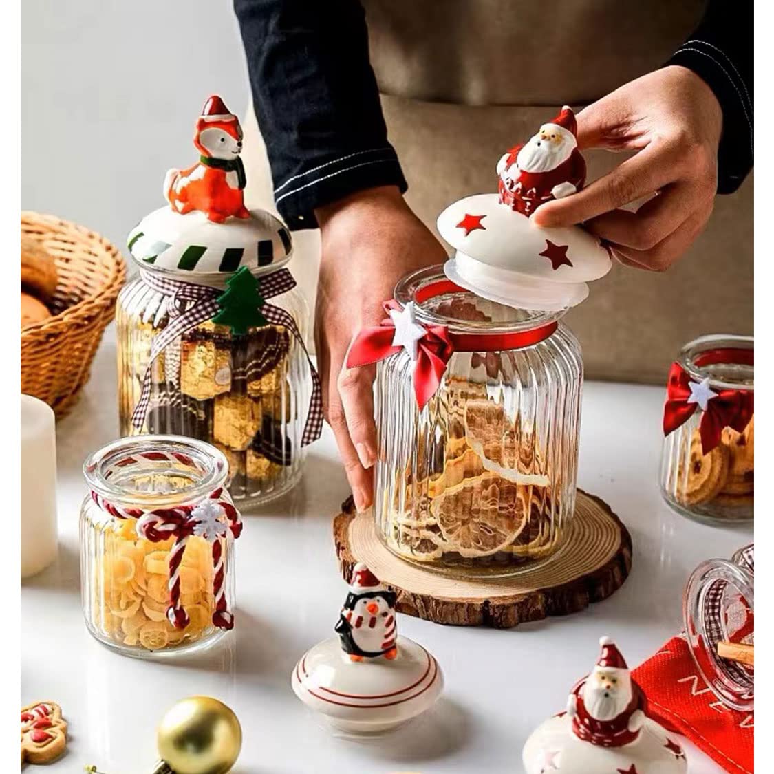 Bocal En Verre En Forme De Bulldog Avec Couvercle - 12x10x20 Cm - Pour Bonbons, Biscuits, Friandises - Déco Cuisine Amusante - 10