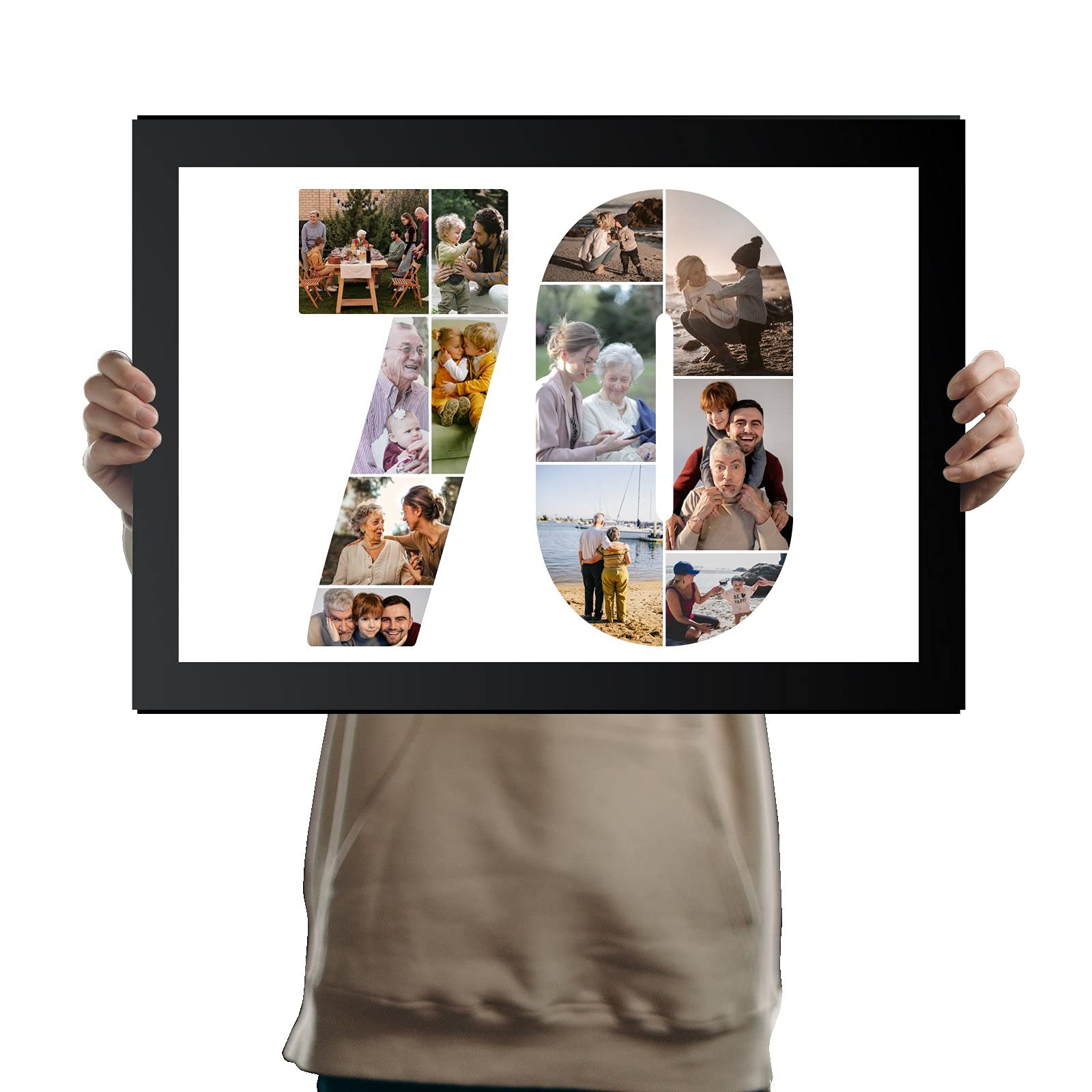 You Personalise 70th Birthday Personalised Photo Collage Framed Black A3