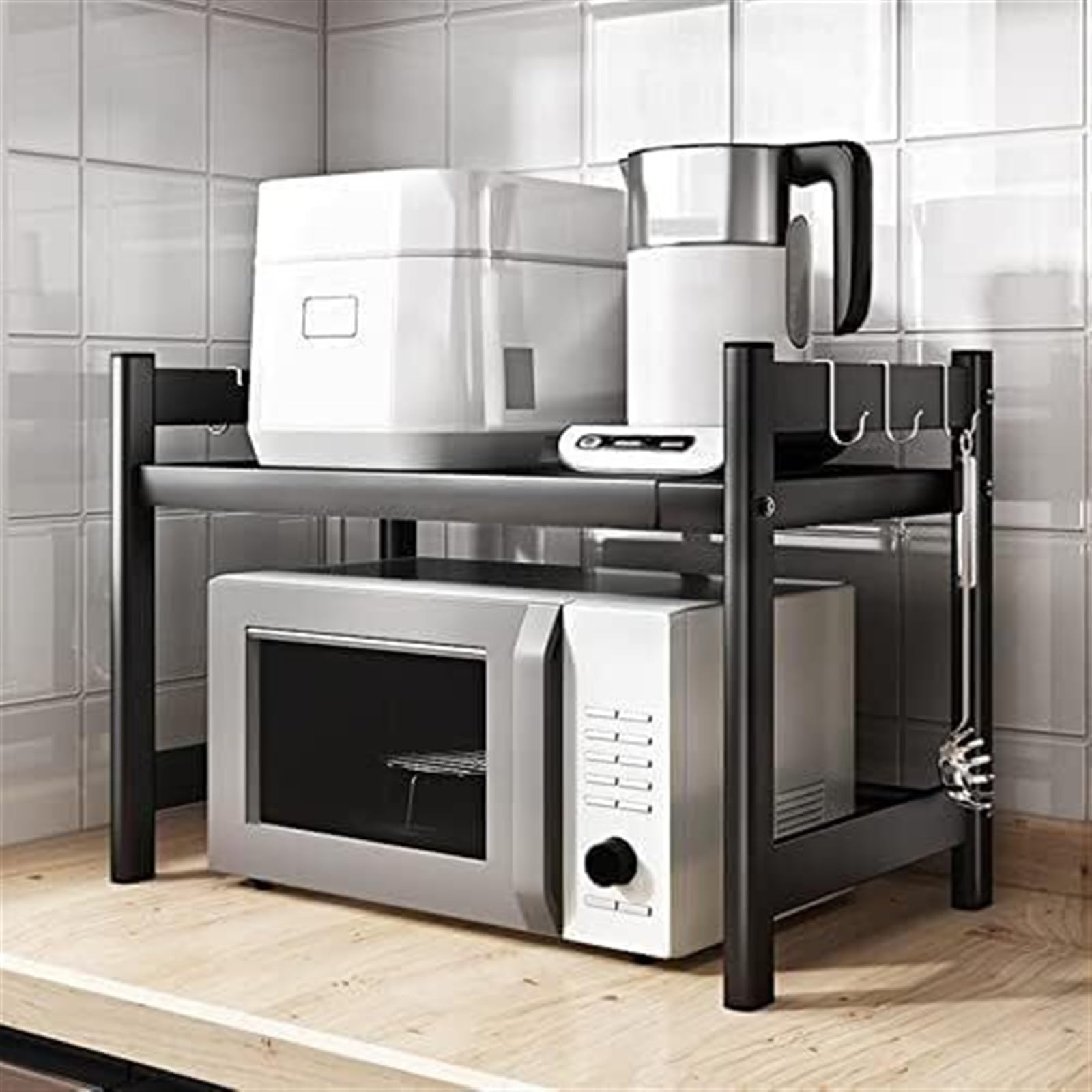 KanDuo Mikrowellen-Installationsständer, Halterungen for Ofengestelle, Mikrowellen-Ofengestell, Lagergestell, Gewürzdosen, Küchenarbeitsplatten, Schränke, Reiskocher, Küche