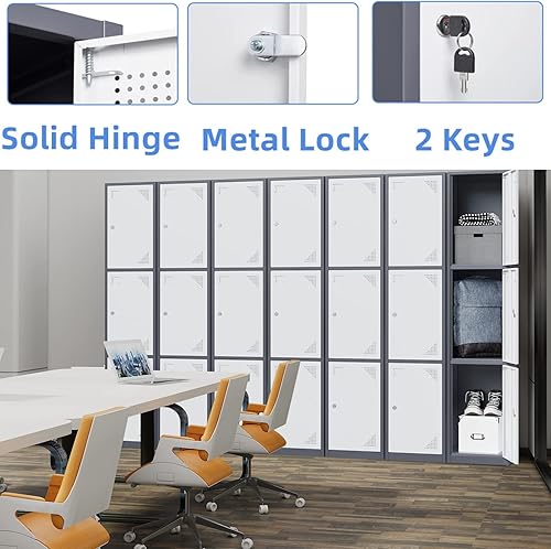 Miniatura 5 de Yizosh Armario de metal para gimnasio, escuela, oficina, armarios de almacenamiento de metal de 71 pulgadas para empleados, armarios de acero para