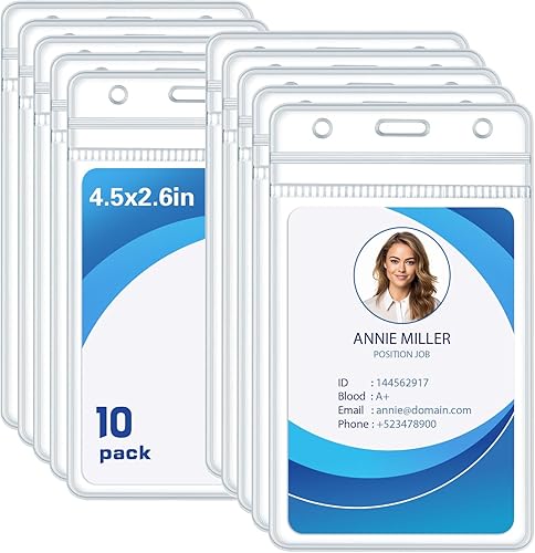 Miniatura 7 de Vetoo Paquete de 5 soportes para tarjetas de identificación resistentes de plástico duro de silicona vertical suave y transparente para tarjetas de