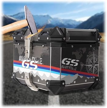 Motorcycle Top Case Tail Box With Base Plate Motorcycle Hard Trunk Aluminum Rear Luggage Storage Box Against Theft Easy-to-install Sealed And Waterproof Trunk Carrier Top Box For MotorcycleBlack Gray