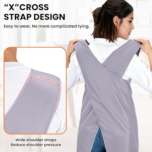 Miniatura 4 de Delantales de cocina japoneses con espalda cruzada, vestido Pinafore con 3 bolsillos grandes, práctico babero para cocinero, cocina, hogar, disfraz