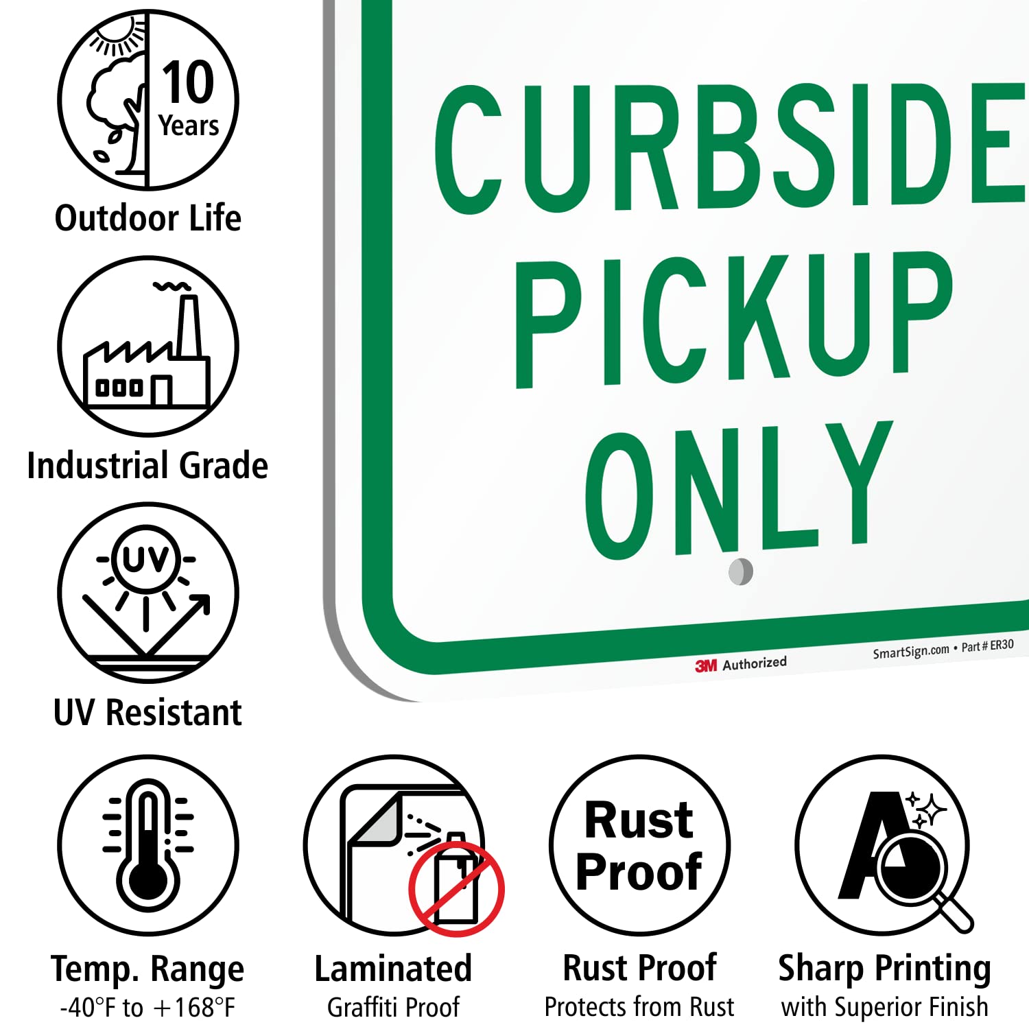 SmartSign "Space #3 Curbside Pickup Only" cartel | 12" x 18" 3M Aluminio reflectante de grado de ingeniería