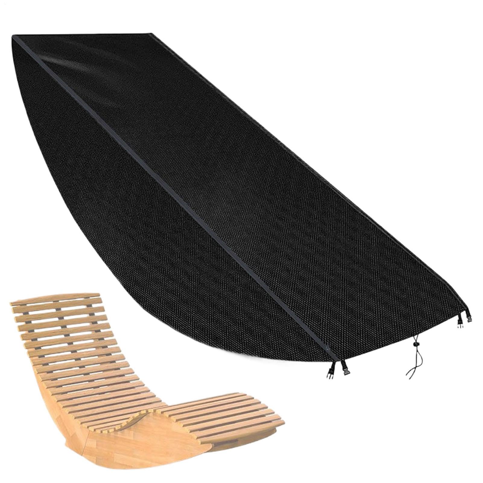 Lounger Cover - Repels Intense Heavy Rainfall Precipitation, Tailored Sun Blocking Bench Furniture Guard, 155x65x95cm Size Dimensions + Drawstring Storage Pouch, Heavy Duty 210D Silver Coa