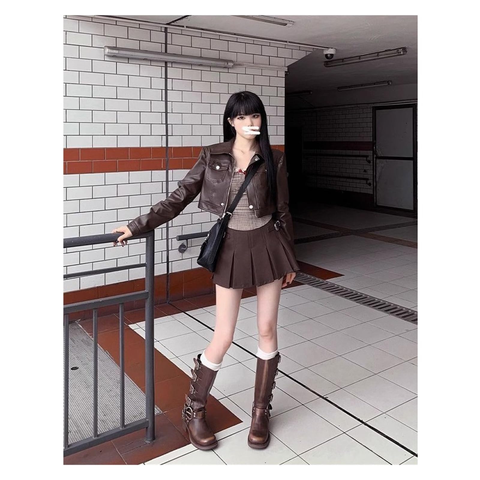 Veste De Moto Courte En PU, Rétro, Sexy Et Douce
