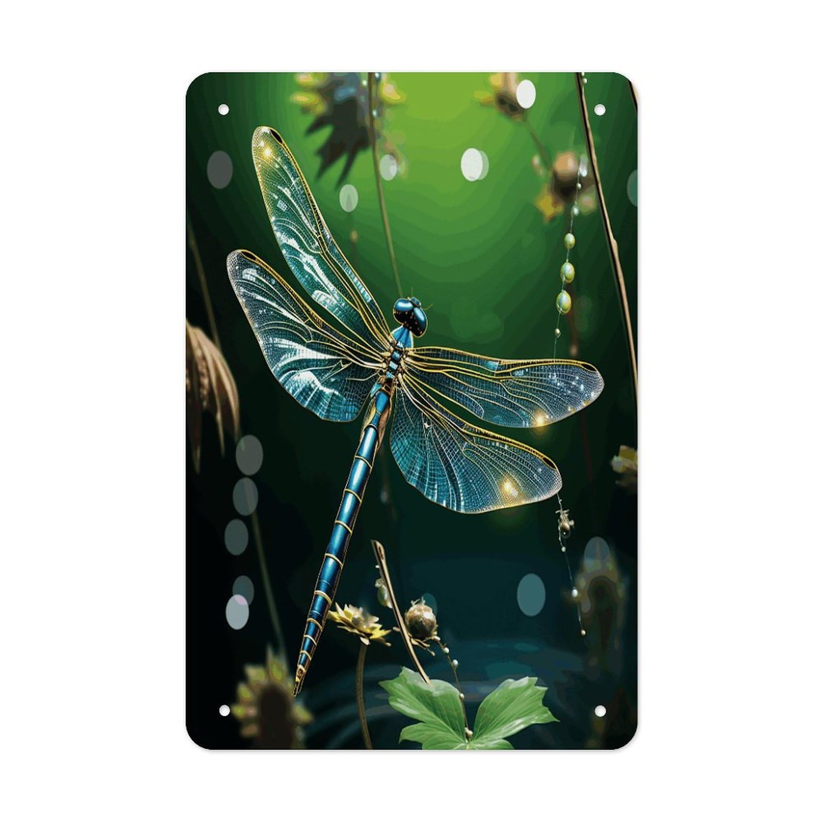 VstaDank Dragonfly Green Metal Tin Signs Personalized Wall Art Prints Decoration Art Poster Funny Vintage Tin Sign Iron Sheet Painting Metal Signboard Decor Painting for Wall Decor