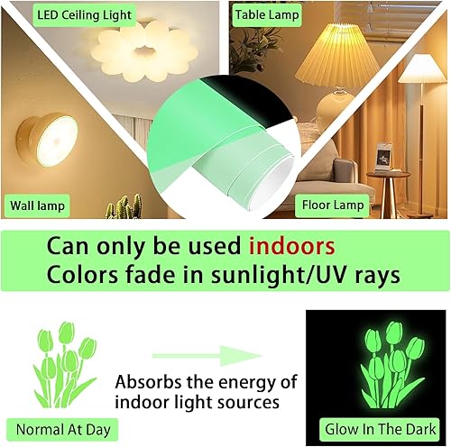 Miniatura 4 de AHIJOY Vinilo adhesivo permanente que brilla en la oscuridad de 12 pulgadas x 5 pies, vinilo adhesivo luminoso Tiffany a verde neón para tazas de