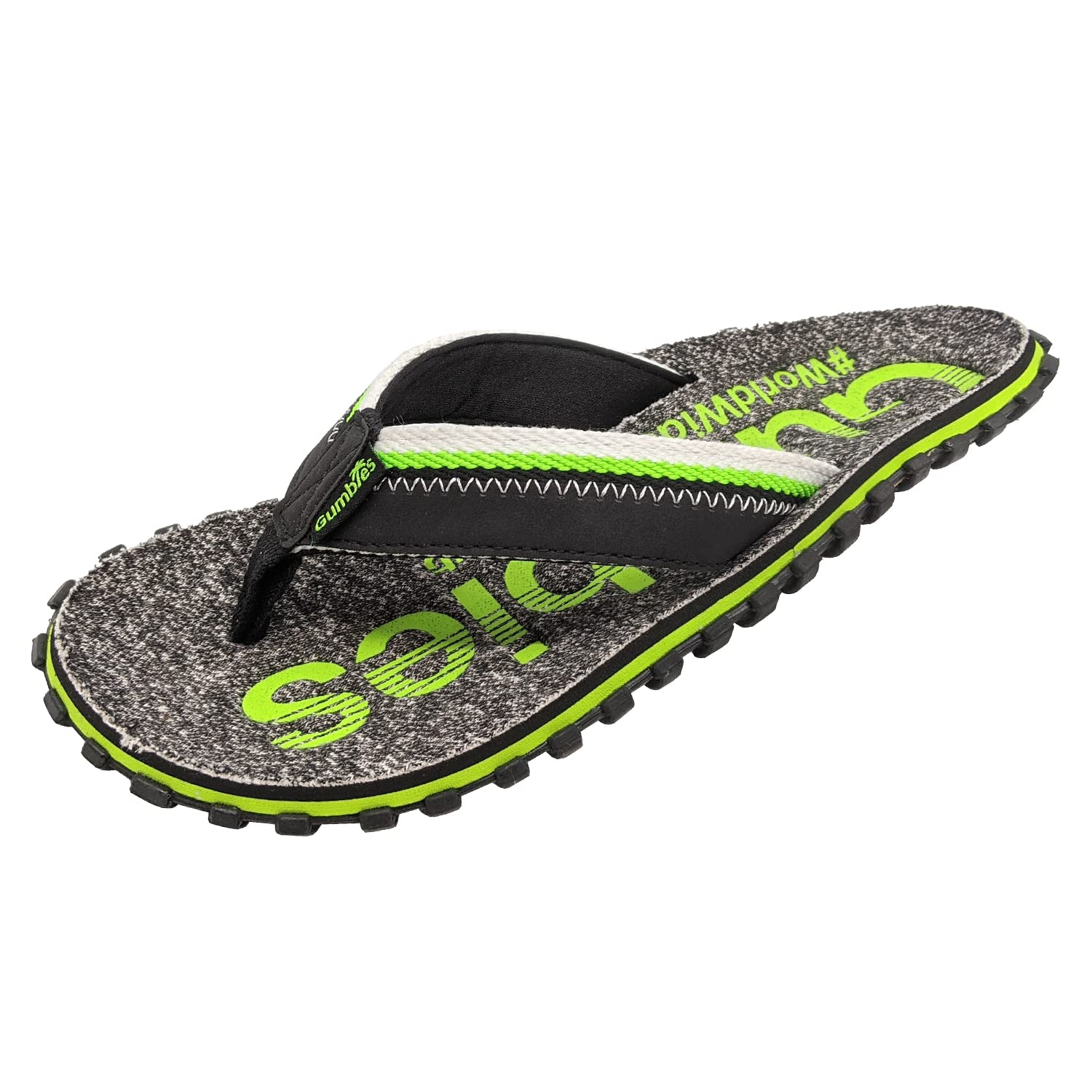 Gumbies Cairns Unisex Flip Flops with Supersoft Cotton Toe Post, Fabric Footbed & Recycled Rubber Sole - Comfort Guaranteed