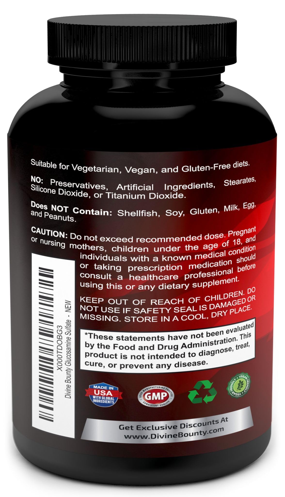 Divine Bounty Glucosamine Sulfate 2000mg with MSM, 240 Small Capsules — Amazon image 3