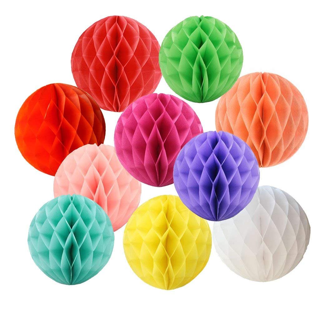 Party Propz 6 Pcs 10" Paper Honeycomb Balls Party Design Wall Decoration Flower Balls Hanging Pom Poms Party Wedding Home Kids Birthday Decoration