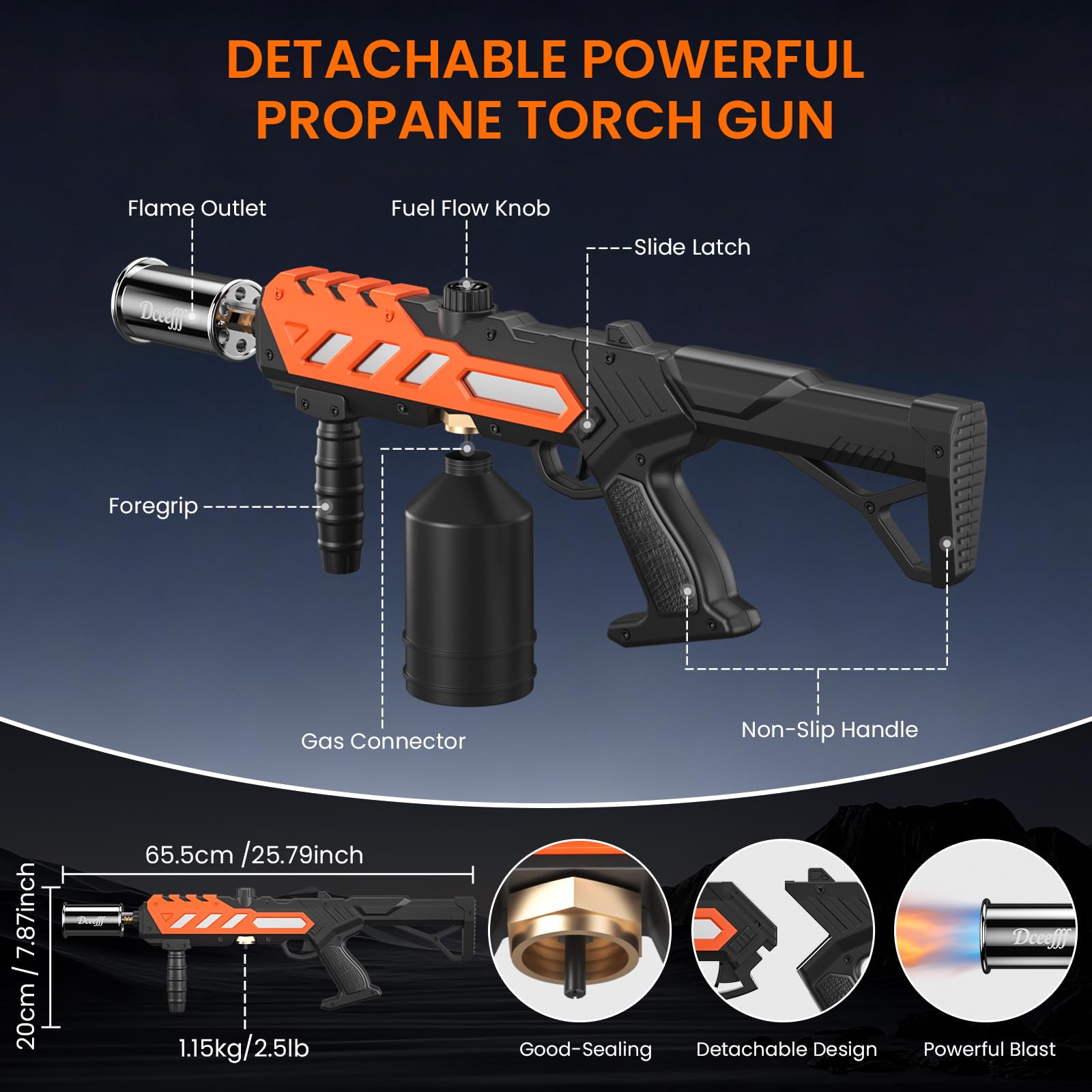 Puissant pistolet-torche au propane, pistolet lance-flammes réglable, torche de cuisine avec design détachable, lance-flammes pour barbecue, cuisson à haute température, soudure, allumeur de charbon