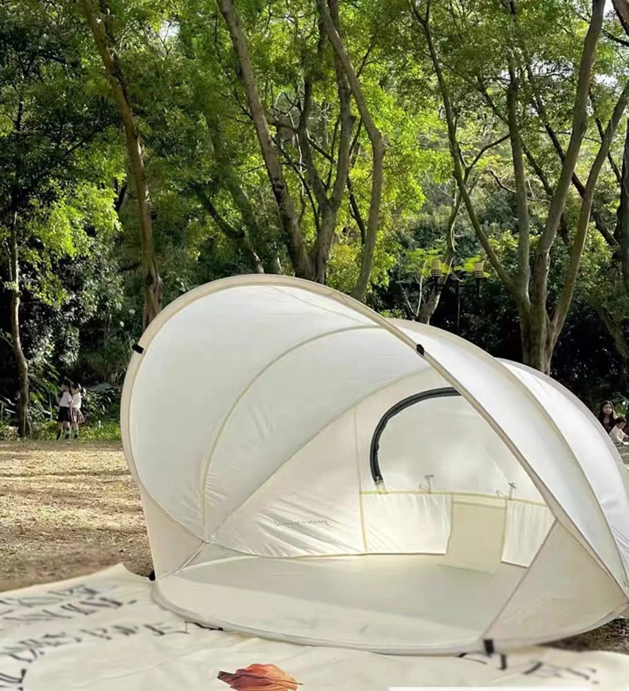 AFLCIO Tente Anti-UV Bébé, Tente de Plage Pop-up, Abri de Plage avec Protection Solaire pour 1-4 Personnes (Beige)