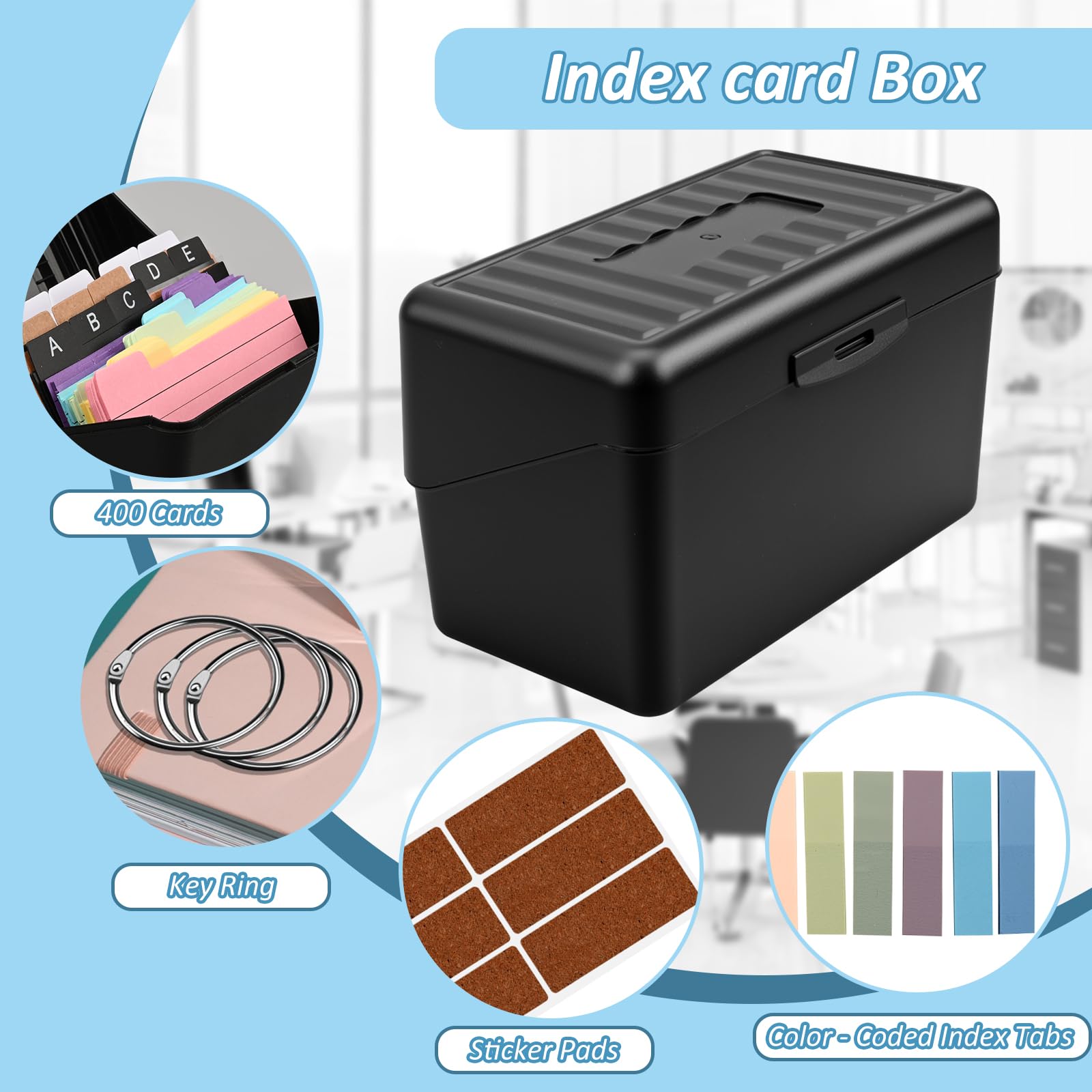 Boîte à Cartes A6, Boîte à Fiches Accessoires Avec 436 Cartes Boîte à Cartes A6, Boîte à Fiches Accessoires Avec 436 Cartes