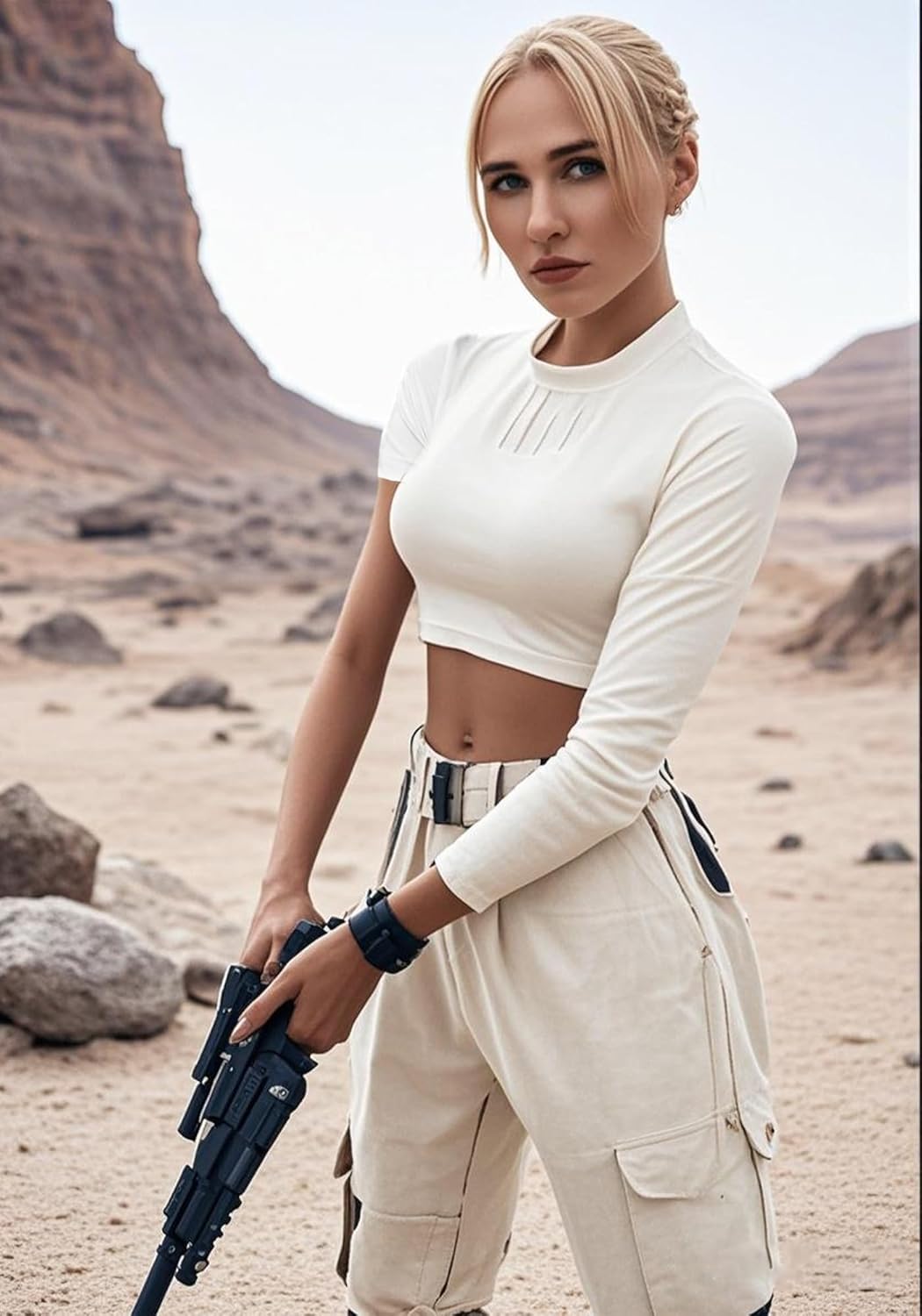 DAZCOS Women's Crop Tank Top White Asymmetric Long Sleeve Cutout Back Slim Short Sleeve Vest Adult Tee Shirt for Party - Image 6