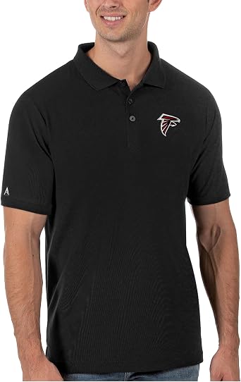 Antigua Mens Black Atlanta Falcons Legacy Pique Polo