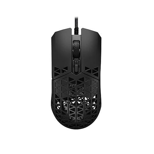 ASUS TUF Gaming M4 Air Wired Gaming Mouse, 16,000 DPI Sensor, 6 Programmable Buttons, Ultralight Air Shell, IPX6 water resistance, ASUS Antibacterial Guard, TUF Gaming Paracord, pure PTFE feet, Black