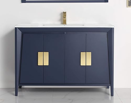 Miniatura 2 de Tennant Brand Larvotto - Lavabo de baño moderno contemporáneo azul marino con espejo a juego (48 pulgadas)