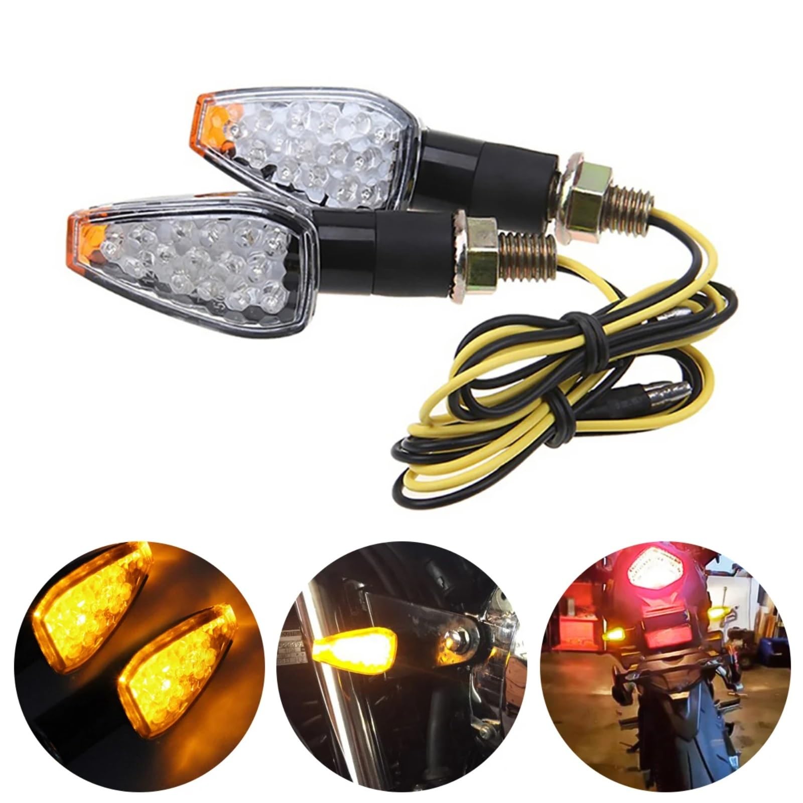 Moto Intermitentes 2 Uds Luz Intermitente Para Motocicleta Izquierda Y Derecha Lámpara Indicadora Universal Ámbar Intermitentes Para Motocicleta Accesorios 12V