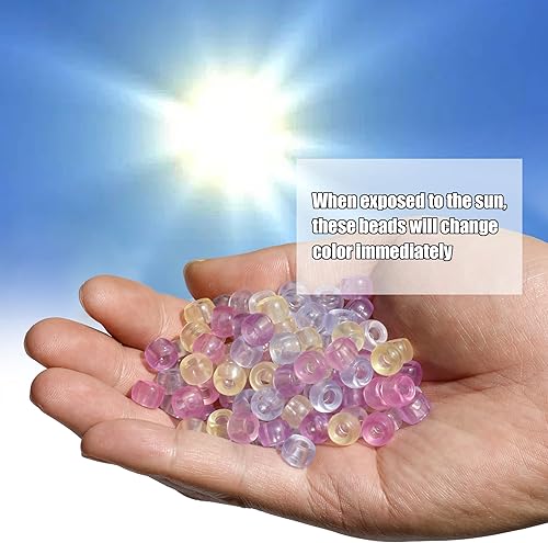 Miniatura 2 de 1000 pulseras de cuentas de pony UV, cuentas mágicas solares de 0.315 pulgadas, cambio de color para collares, cuentas de pelo, llavero, fabricación