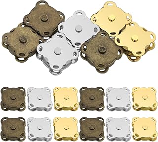 12 Sets Magnetic Buttons Button Magnets Clasps Bag Closures Fastener Magnetic Snaps for Purses Handbag Clothing Sewing Craft, 15mm 3 Colors