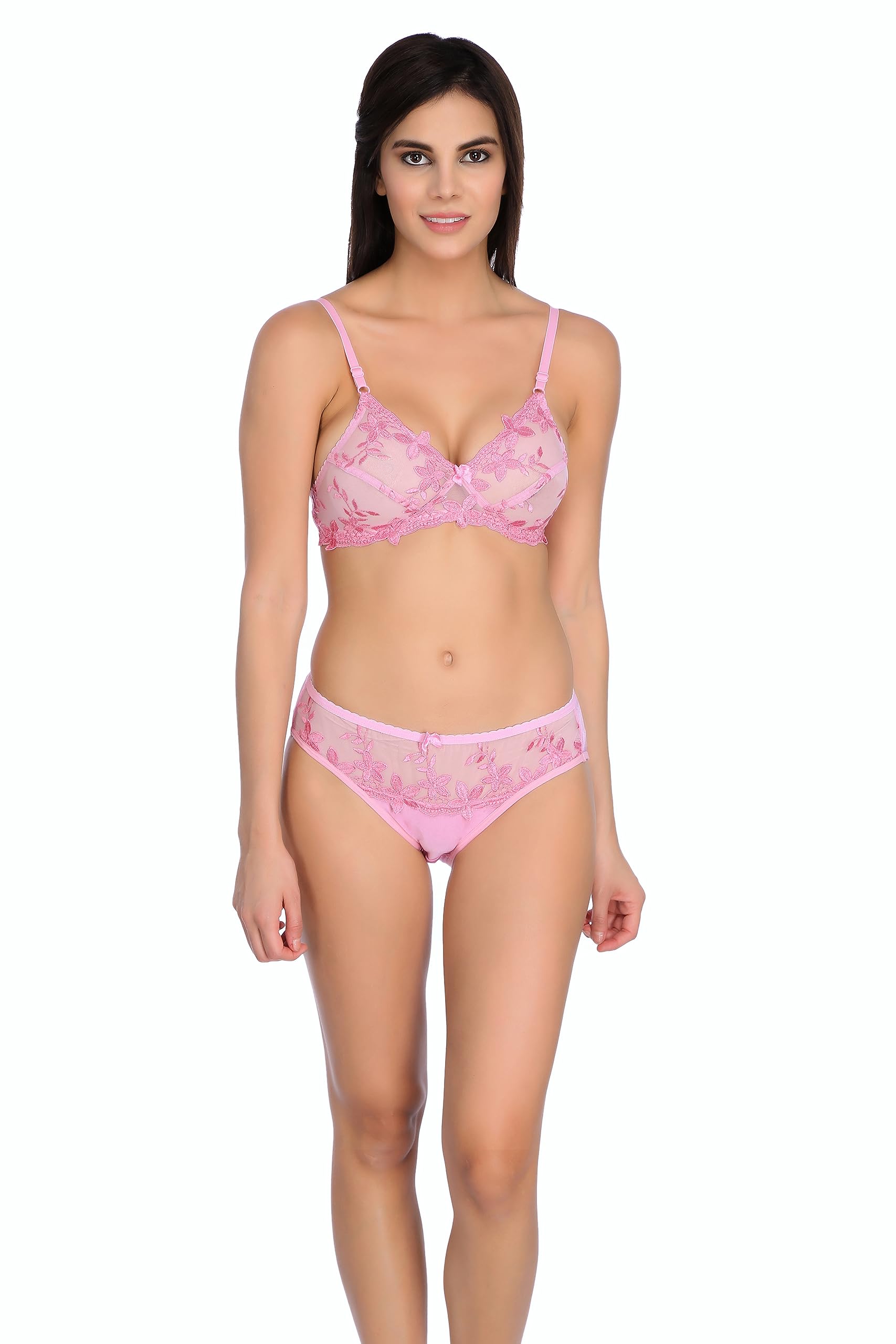 tipsy Women's Net Lace Non Padded Non Wired Bra Panty Set-picture-18