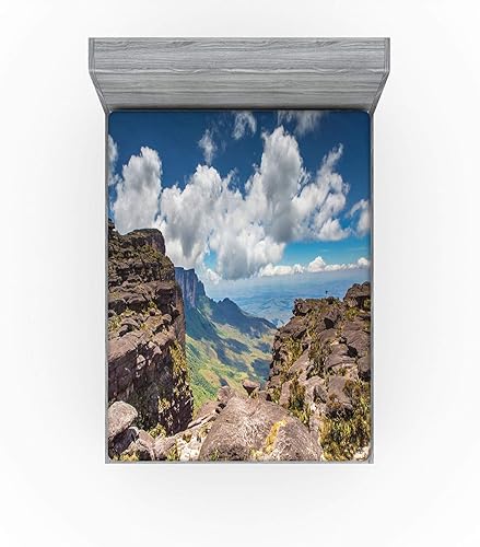 Miniatura 6 de Ambesonne Venezuela Fitted Sheet, View from The Plateau of Roraima on The Gran Sabana, Bed Cover with All-Round Elastic Deep Pocket for Comfort,