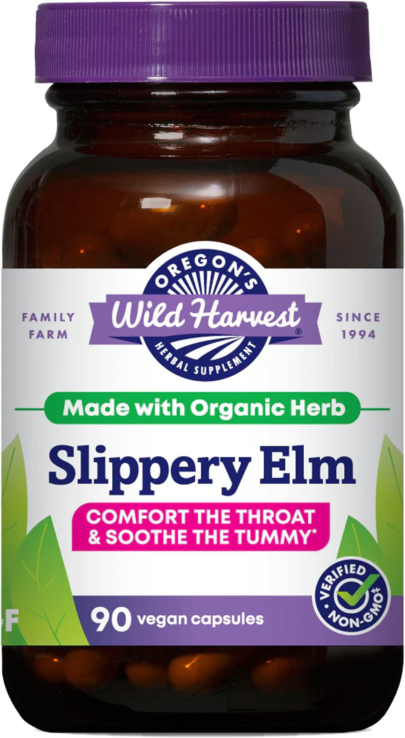 Oregon's Wild Harvest Slippery Elm Organic Capsules, 90