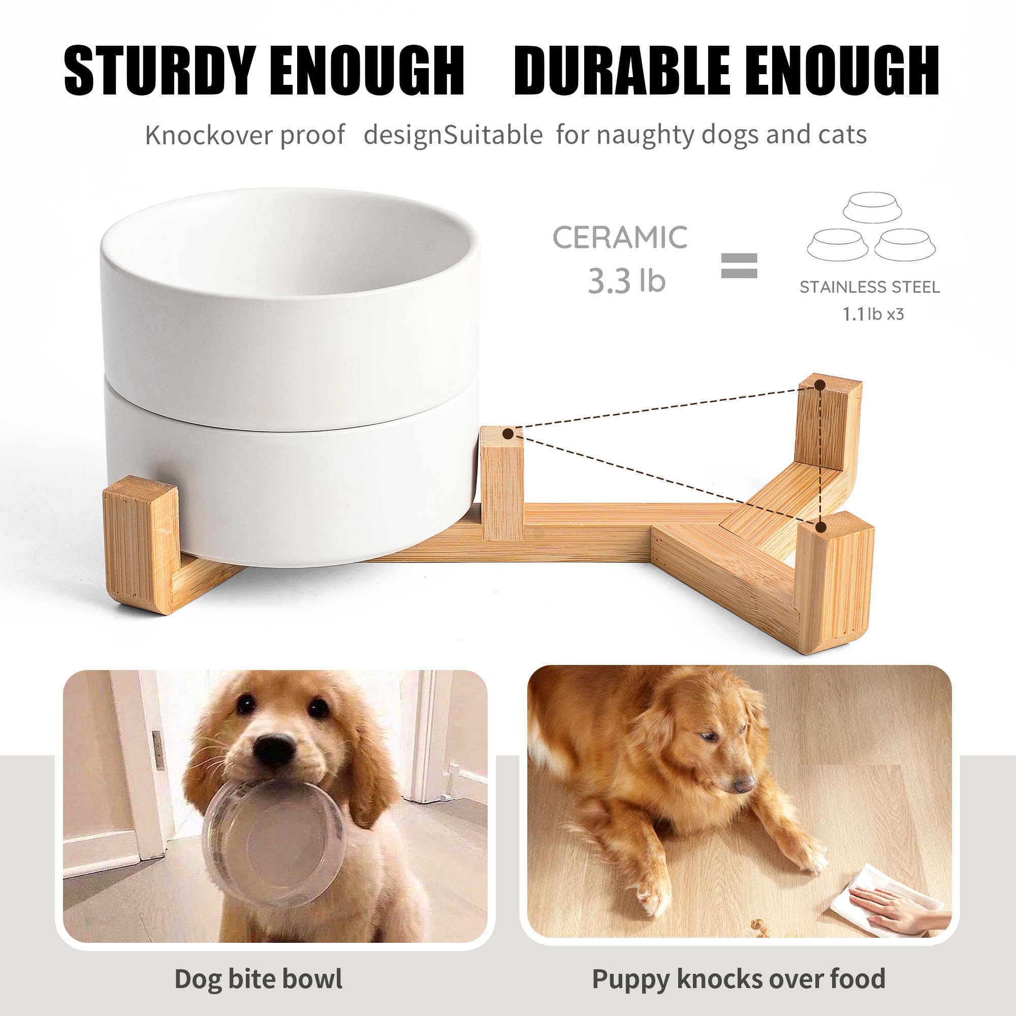 Mowtanco Cuencos básicos para perros (blanco × 2)