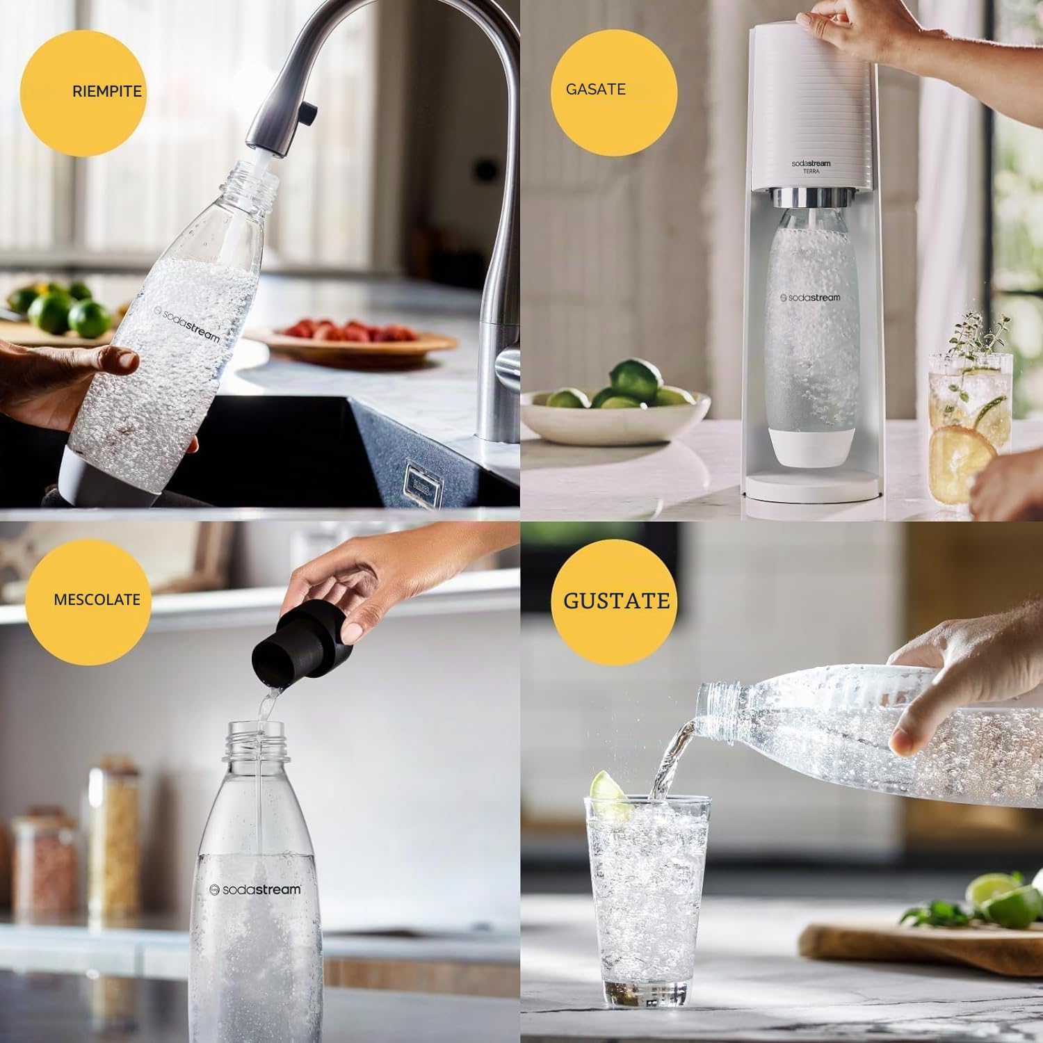 sodastream Set di 2 bottiglie da 1 l per acqua frizzante e soda | tecnologia snap & lock a clip | compatibile con lavastoviglie | senza BPA | Dettagli blu scuro e ciano